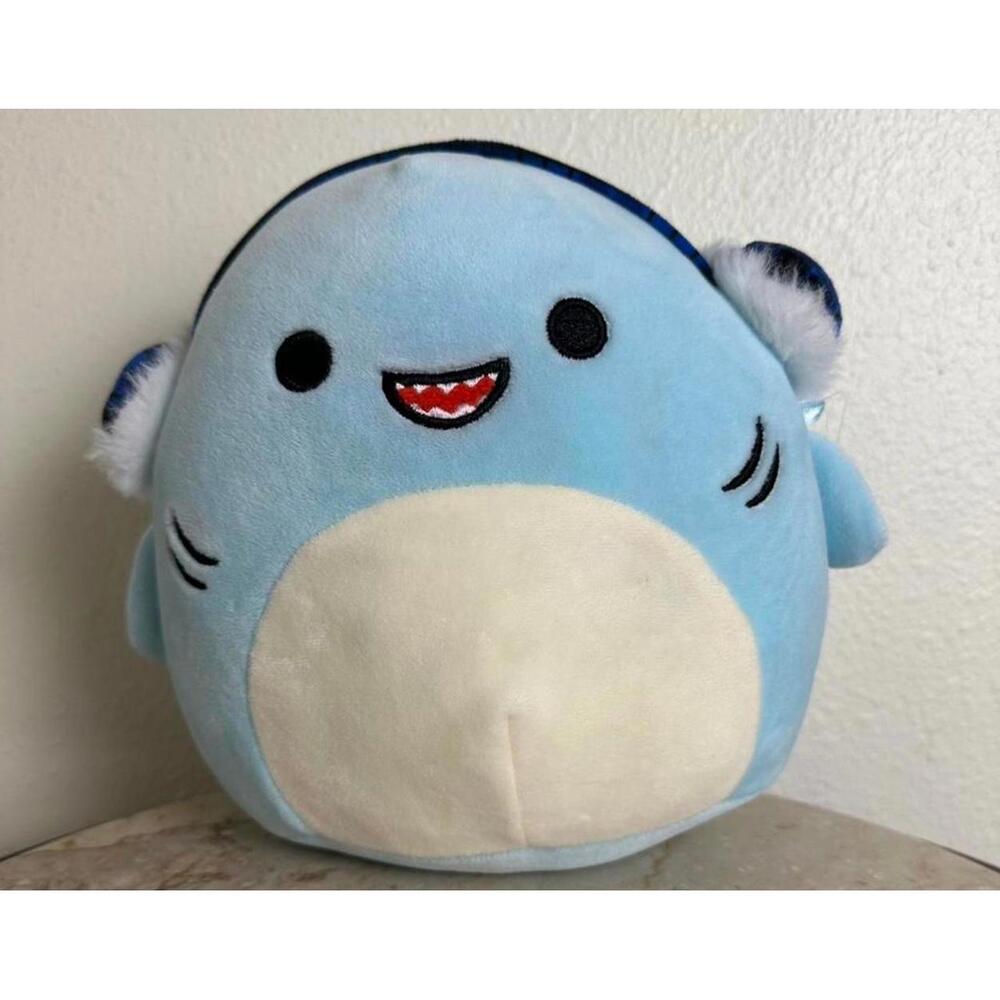 Blue and White Squishmallow Shark , Sharon the Shark. 7.5-inch Plush